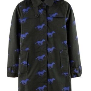 Black and Blue Horse Print Rain Jacket